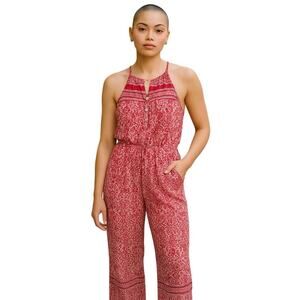 Faherty Red Printed Halter Jumpsuit